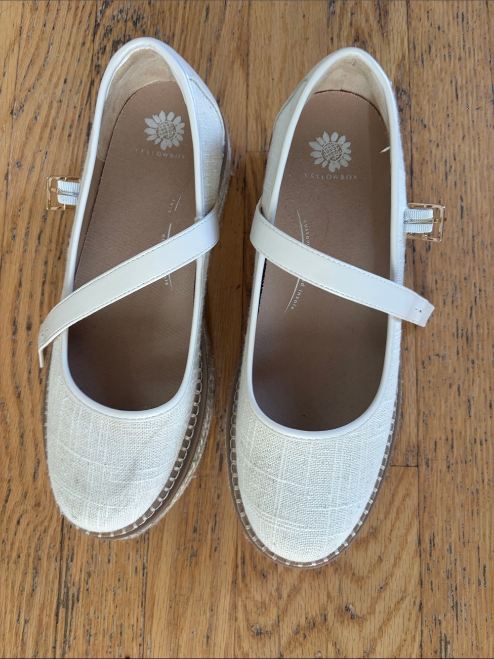 Yellow Box Girls White Mary Jane Espadrille Flats
